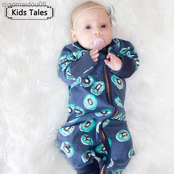 

2021 new spring newborn baby rompers long sleeve baby girl boy clothes sleepwear baby rompers cute pajamas with zipper bodysuit l230712, Blue