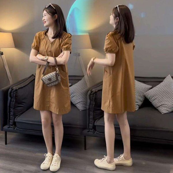 

french salt dress light and mature womens v neck short sleeved western style age reducing skirt, Black;gray