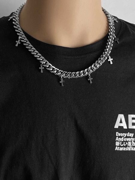 

men's accessories men cross charm necklace for jewelry gift and party, Silver