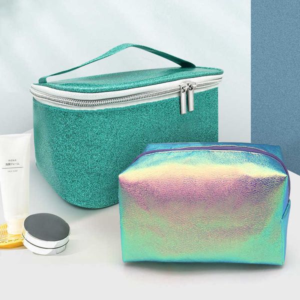 

cosmetic bags cases washing bag travel storage pu thickened laser large capacity multifunctional cosmetic bag 230704