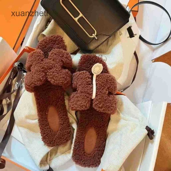 

daily wool h furry designer teddy slippers and winter of wear autumn bear sandal oran dsigner slipper shoes 2023 women's flat bottom la