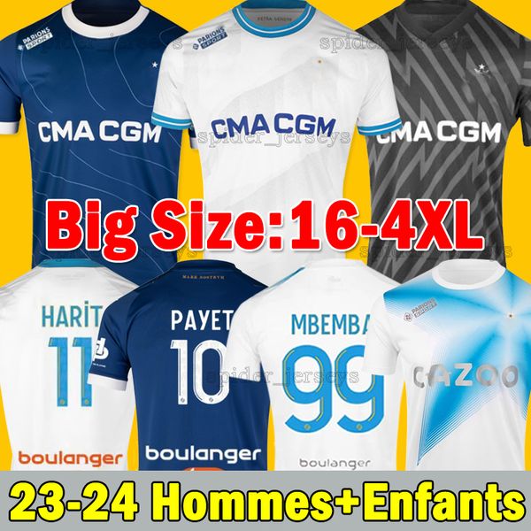 

xxxl 4xl 23 24 ounahi soccer jerseys marseilles maillot foot guendouzi clauss vitinha payet 2023 2024 under mbemba goalkeeper football shirt, Black;yellow