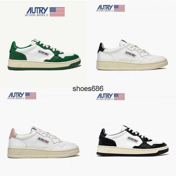 

autries sneakers designer shoes women casual shoe platform leather trainer medalist low sneaker rubber flat trainer patchwork 36-42, Black