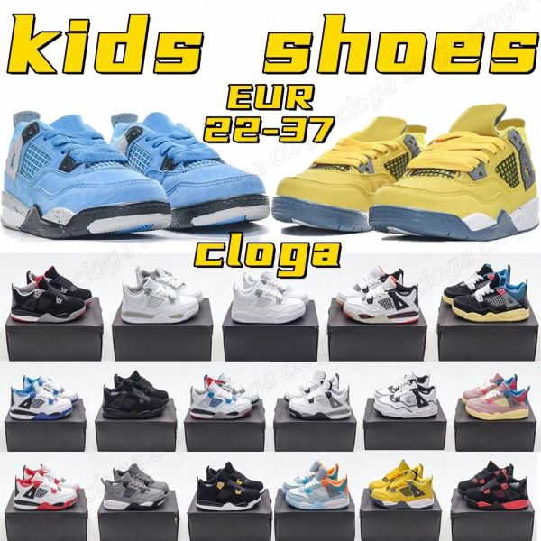 

kids shoes 4s jumpman childrens toddlers fire red military black motorsports youth thunder big boys girls size 22-37 pure money lighting