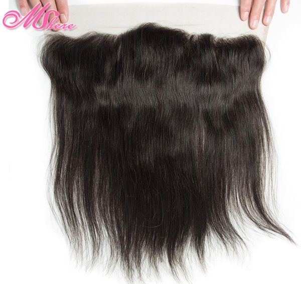 

preplucked 134 ear to ear lace frontal with baby hair straight hair remy 1b mshere human full lace closure1340625, Black;brown