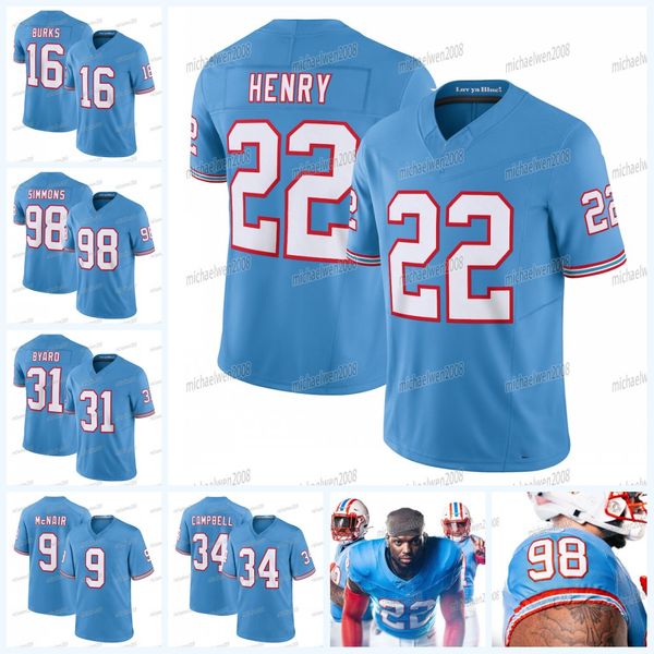 

deandre hopkins derrick henry titans 2023 oilers throwback football jerseys jeffery simmons treylon burks steve mcnair byard tannehill georg, Black;red