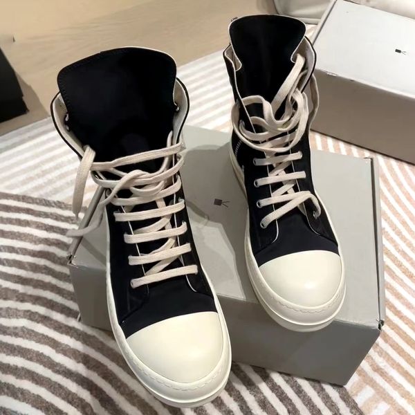 

luxury designer canvas leather high low sneaker sole thick flatform casual shoe lace-up bottom rubber black