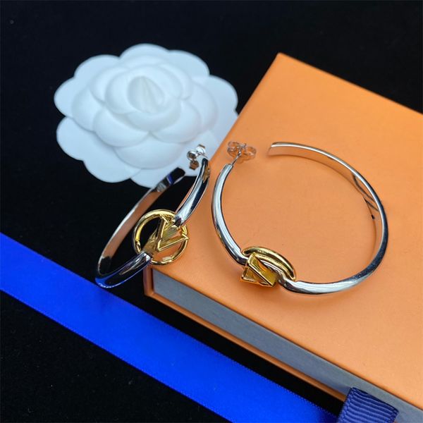 

alphabet circle earrings ladies classy gold letter eardrops 925 silver trendy designer earring jewelry luxury party ear stud, Golden