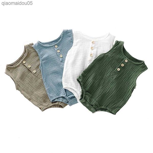 

summer newborn infant baby boys girls romper muslin jumpsuits sleeveless newborn rompers fashion baby clothing, Blue