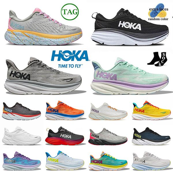 

designer og hoka one clifton 9 running shoes for men women platform sneakers blue white orange purple hokas bondi 8 autheltic athletic train