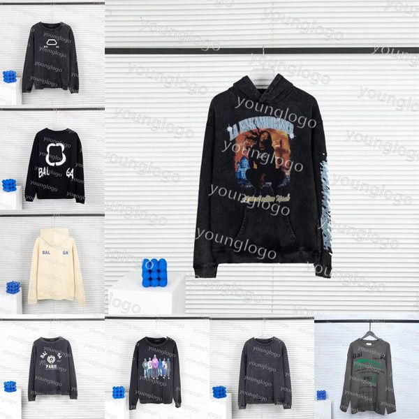 

high street pullover designer mens womens retro style hoodies sweater fashion letter printed sweatshirts, Black