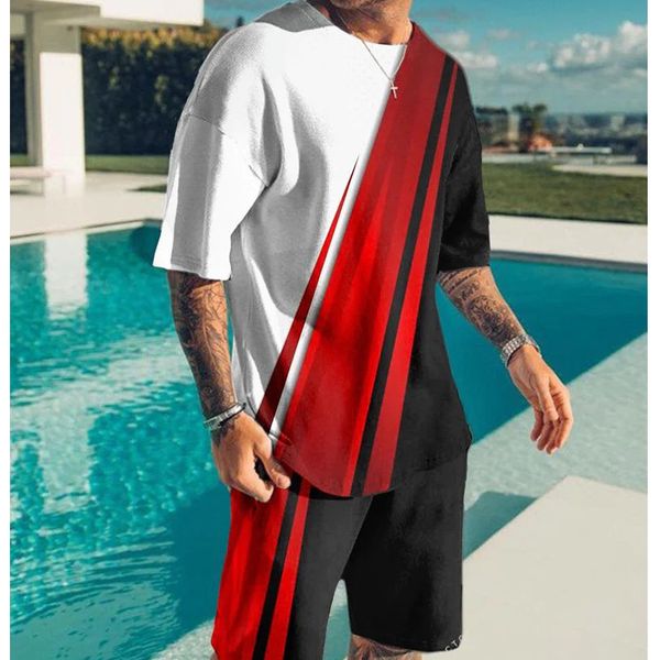 

men's tracksuits sportswear suit summer men's shorts tshirt 2piece 3d printing casual oneck oversized beach 230724, Gray