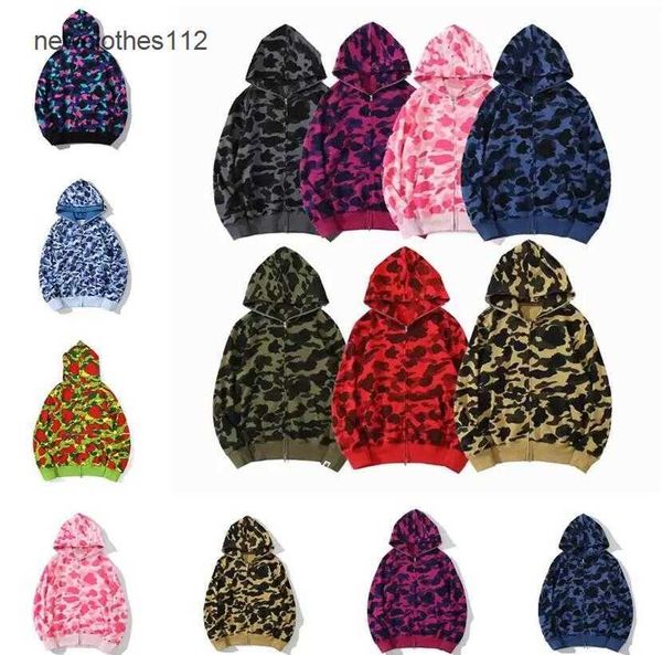 

designer shark full zip hoodie crazy face jacket big abc bape felpa camo grid hoody men women zipper sudadera autumn winter jogger sportwear, Black