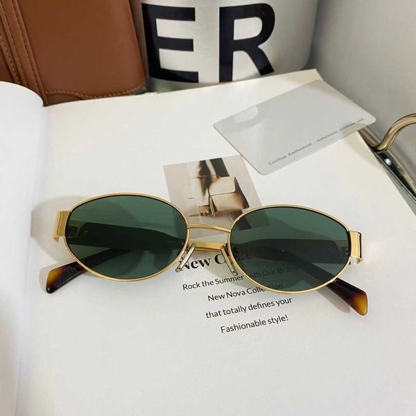 

2022 new lisa same triumphal arch women's oval french style sunglasses, White;black