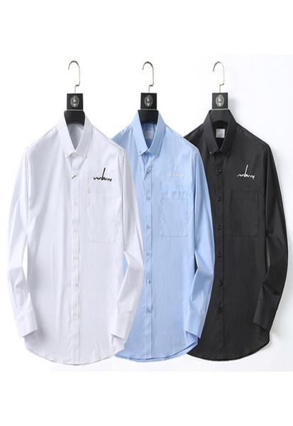 

men039s dress shirt flex collar stretch solid slim fit long sleeve shirts designer brand letters embroidery 2023 spring autumn 2669476, White;black