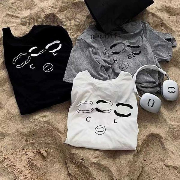 

brand letter channel trendy ccity print mens round tshirts clothing c designer graphic advanced couple tshirt cotton version france neck sho, White;black