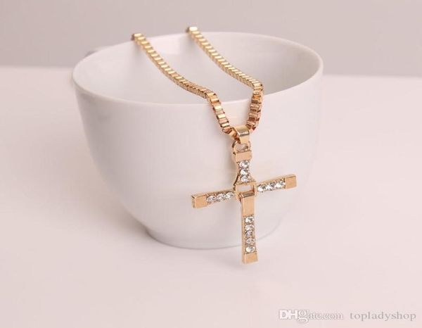 

vintage fine jewelry punk statement necklace male cross crystal necklacependants for men sterling silver palted whole7105944