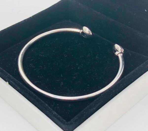 

100 925 sterling sier classic engraved s925 sign charms open bangle cz bracelet fit european original beads jewelry6501545, Black