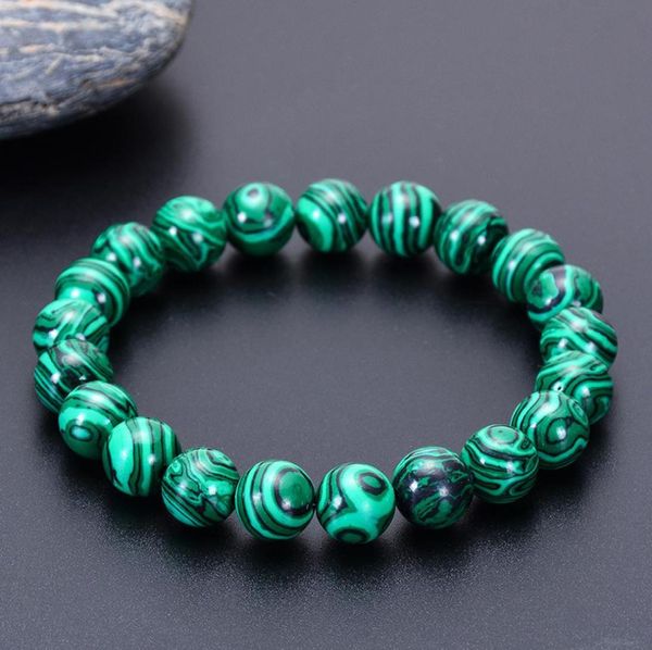 

8mm malachite beads braceletelastic malachite gemstone bracelets3999935, Golden;silver