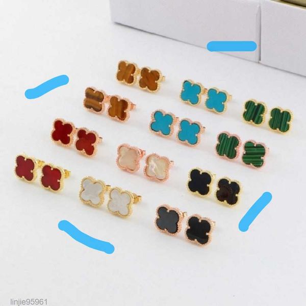 

designer stud earrings love clover for women fashion luxury wedding jewelry, Golden;silver