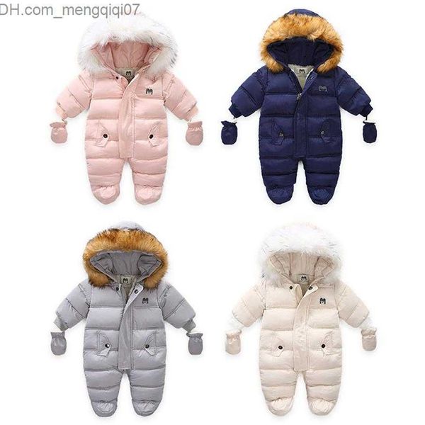 

rompers new born baby winter clothes toddle jumpsuit hooded inside fleece girl boy clothes autumn overalls children outerwear290l z230724, Blue