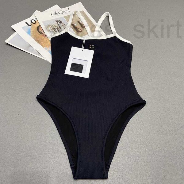 

women's swimwear designer strap fashion one-piece swimsuit woven thin 2022 summer new women's bikini 52t1, White;black