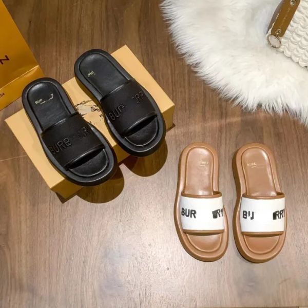 

casual shoes bur brand slippers women's thick soles flat versatile sandals, Black