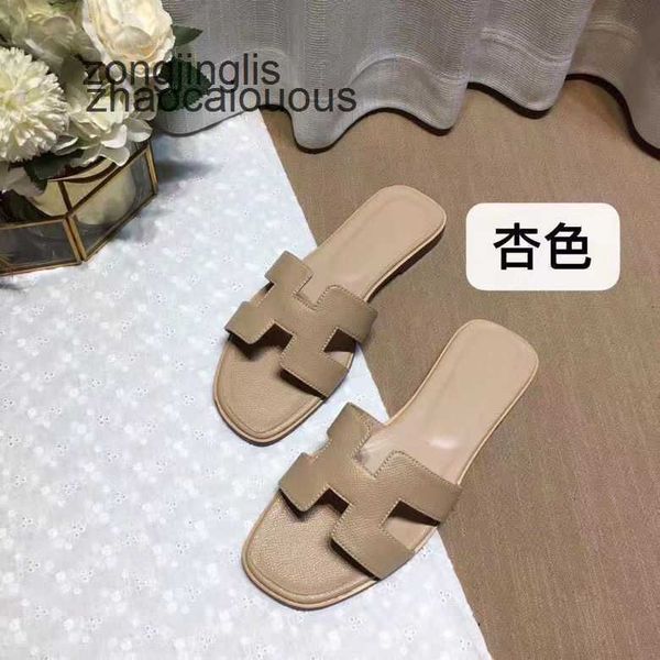 

oran shoes women summer 2023 h women's slippers bear slipper sandal designer baida color matching leatflat sandals for tourism litchi p