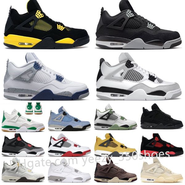 

designer 4s military black cat men women basketball shoes 4 retro bred white oreo blank canvas red thunder jumpman 4 lightning mens trainer