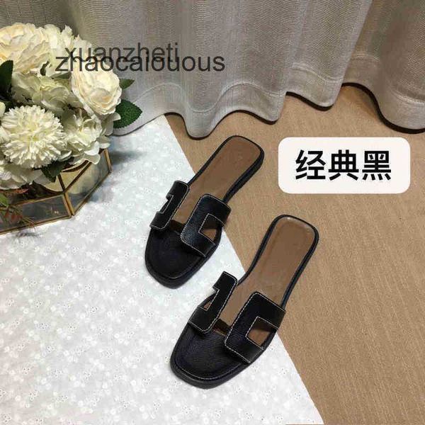

summer h women beacin classic slippers oran sandals shoes h-shaped slipper for wear leatflat bottomed witthick he mea7