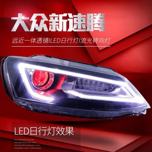 

car led xenon headlight lighting 20 12-20 17 for volkswagen sagitar turn signal streamer dynamic assembly drl front lamp