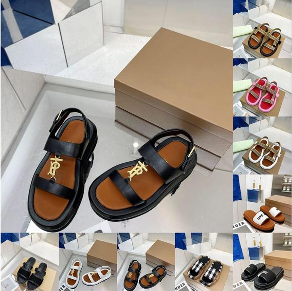 

designer 2023 vintage check slides pantoufle sandals pool slipper print furleys archive plaid women beige summer beach outdoor cool mule siz, Black