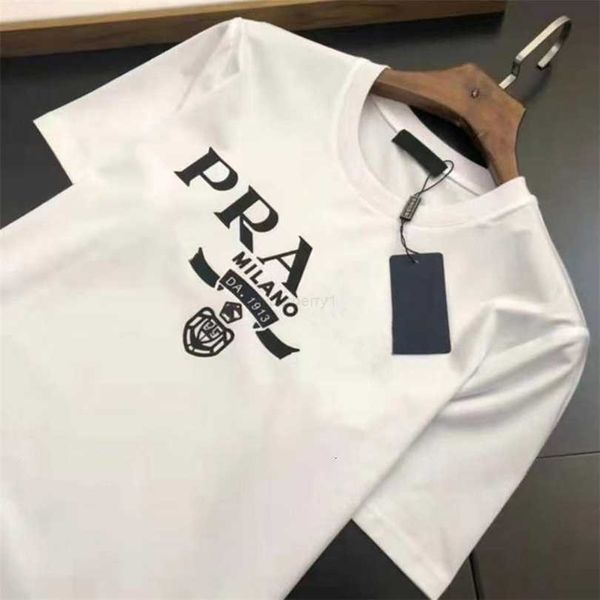 

summer mens designer tees casual man womens loose tees with letters print short sleeves sell luxury men t shirt size s-xxxxl prad t shirt, Black;brown