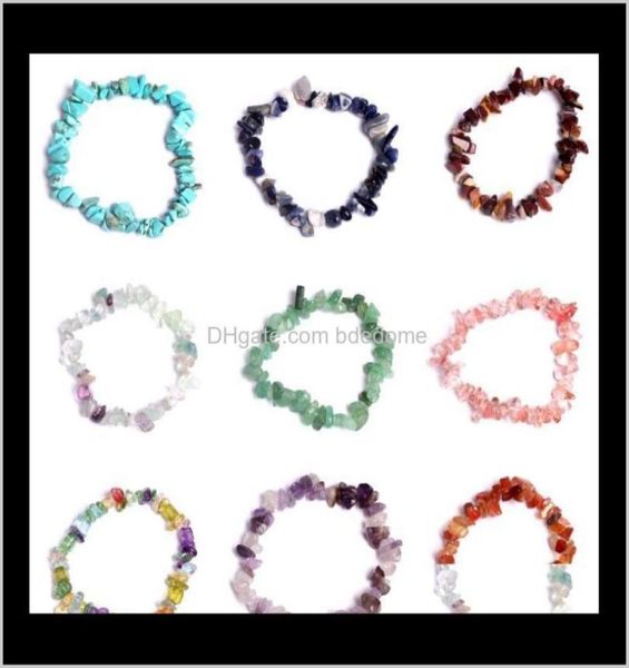 

beaded strands bracelets jewelry drop delivery 2021 healing crystal sodalite chip 18cm stretch natural mixed gemstone chakra fashi8758898, Black