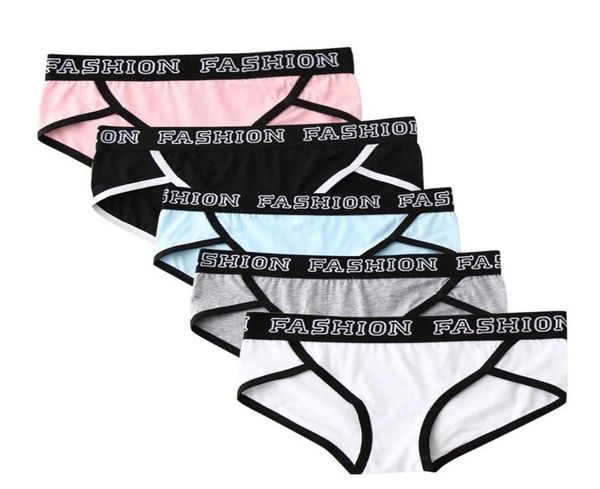 

women039s panties 5pcsset mxl cotton thong female underpant letter waist underwear for ladies gstring brief woman linge8327143, Black;pink