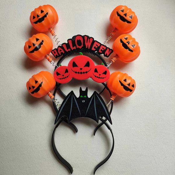 

glowing hair band glowing pumpkin head band spring pumpkin sticky letter hair band halloween supplies, Black;brown