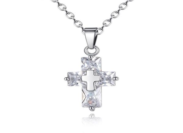 

crystal rhinestone cross necklace women gold silver color round circle pendant necklace long chain hiphop jewelry1793311
