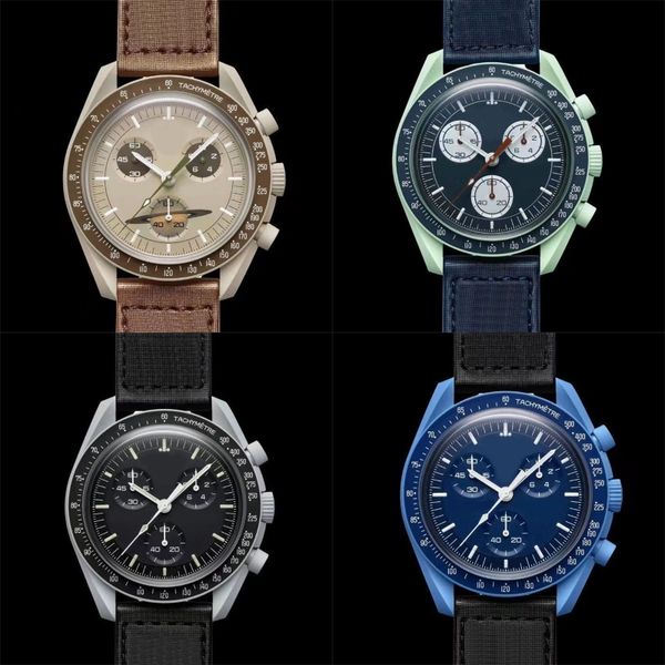 

aaa watches mens moon watch designer black red pink bioceramic full function 42mm fashion designer watch causal waterproof chronograph dh05, Slivery;brown