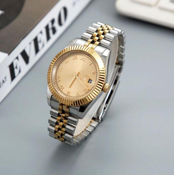 

womens watch 31mm movement watch automatic mechanical bezel stainless steel watches day date fashion lady waterproof wristwatch-01, Slivery;brown