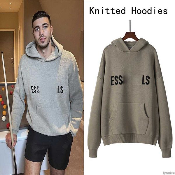 

2023 designer men women essentialhoodie knitting sweater hoodies winter oversize autumn essentail hoodie hooded sweatshirt fjv8, Black