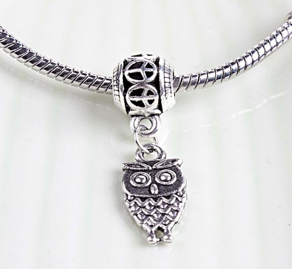

owl dangle pendant alloy charm bead fashion women jewelry stunning european style for bracelet necklace2091292, Bronze;silver