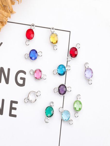 

6mm 12 birthstone connector glass charms for jewelry making diy bracelet necklace accessories3931854, Bronze;silver