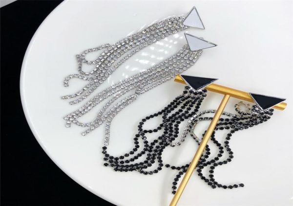 

shiny long tassel diamond earrings charm women elegant crystal eardrops designer girl party date danglers with gift box2314941, Golden