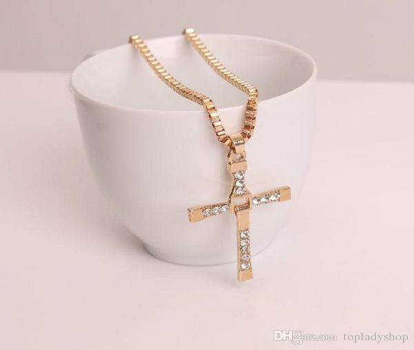 

vintage fine jewelry punk statement necklace male cross crystal necklacependants for men sterling silver palted whole6266207