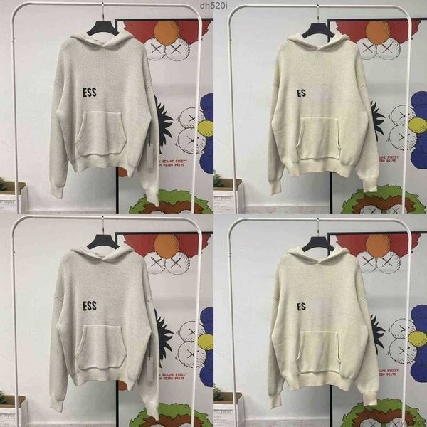 

essentailhoodie knited hoodie jumpers loose sweaters casual knits hoody lazy style for men women hooded lightweight sweatshirts us uk901, Black