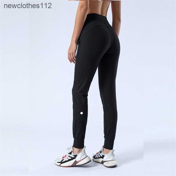 

ll women's new yoga wear pull rope stretchy high waist strap jogging sweatpants sports fitness casual pants 2023 tidal current, Blue