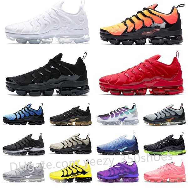

mens tracksuits designer shoes tn plus running men women vaporupluss triple black white mint foam laser blue orange gradients mens trainers, Gray