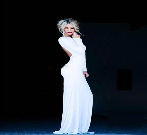 

gorgerous backless evening dresses crew long sleeve sheath maxi floor length white party prom dress formal gowns 20158223950, Black;red