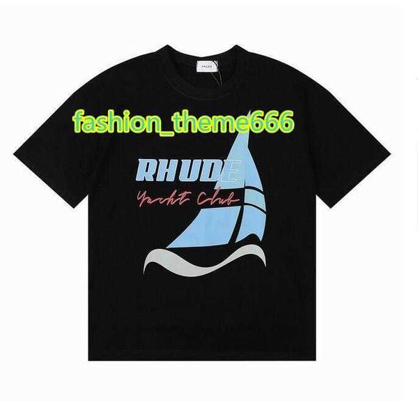 

men's t-shirts rhude mens women t shirts designer summer high street fashion leisure loose cottons print luxurys trend couple clothing, White;black