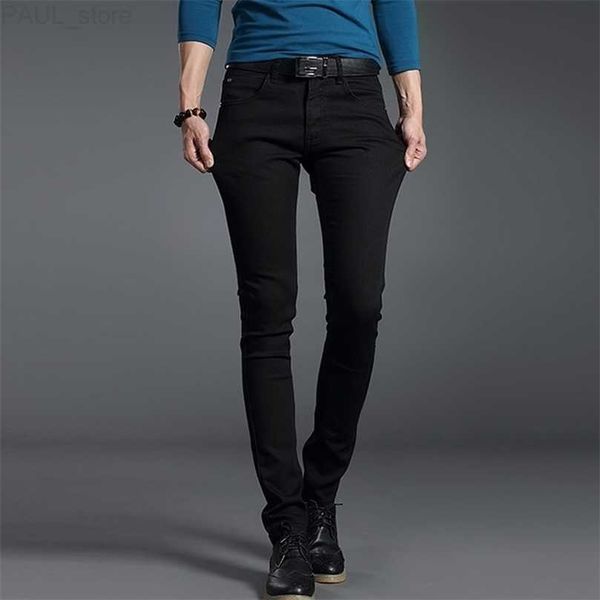 

men's good quality black gray blue skinny spring summer slim fit jeans men cotton stretch denim pants cowboy trousers 220813 l230724
